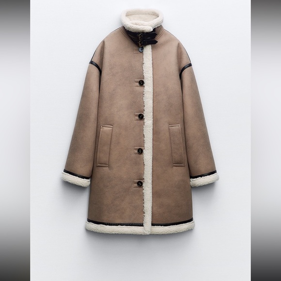 Zara oversized buttoned double faced coat - Picture 1 of 8
